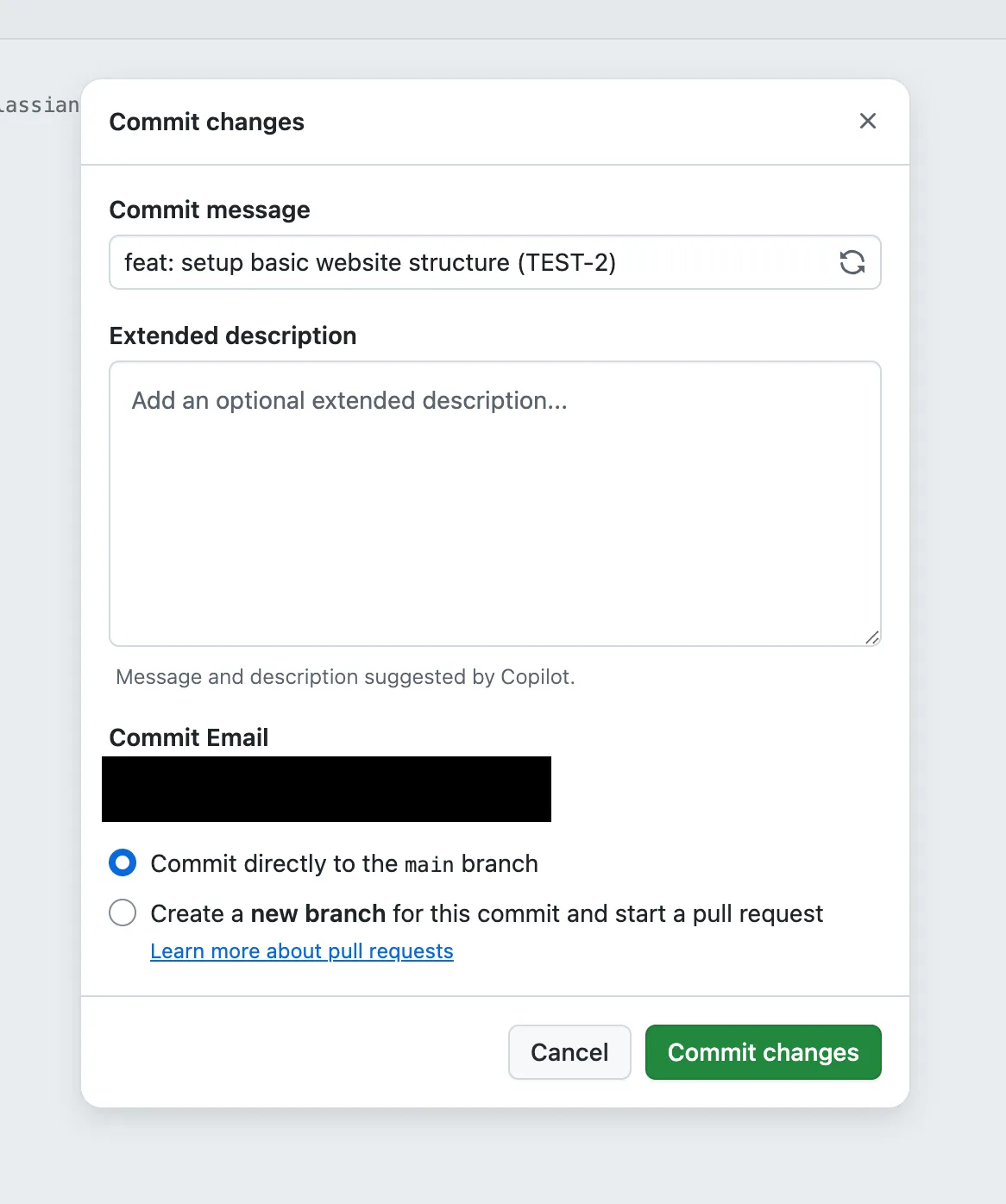 Git commit message containing a Jira issue key