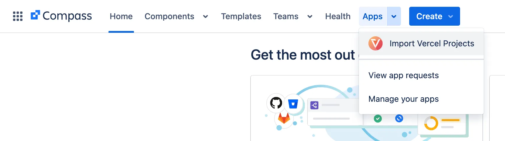 Selecting the Vercel for Compass app in the top navigation bar