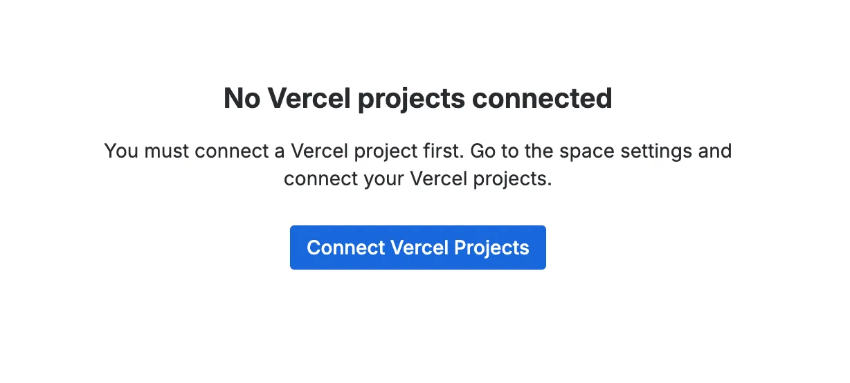 Initial empty state of the Vercel DevOps for Jira app